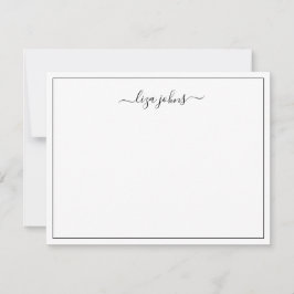 Cartão De Notas Moderno Simples Script Profissional Preto