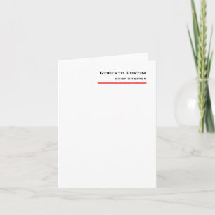 Cartão De Notas Moderno Vermelho Branco Simples Minimalista