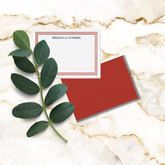 Cartão De Notas Moderno Vermelho Elegante Personalizado de Três Bo