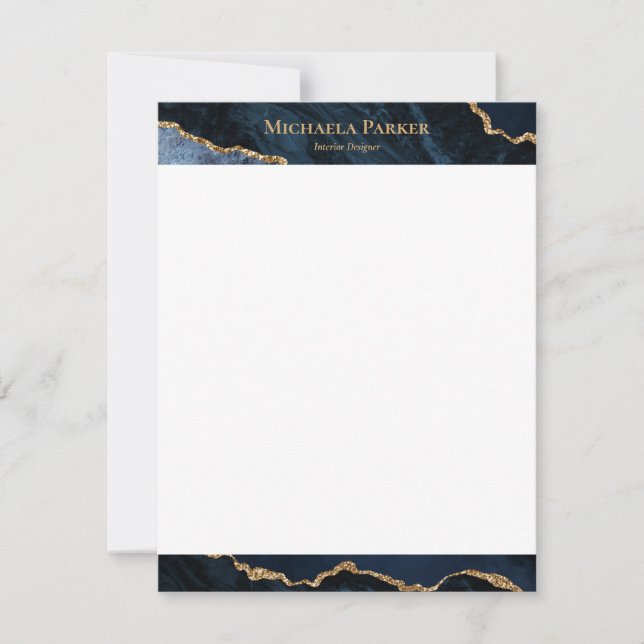 Cartão De Notas Módulo Dourado Azul do Marinho de Agências Moderna (Frente)
