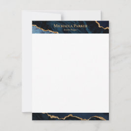 Cartão De Notas Módulo Dourado Azul do Marinho de Agências Moderna