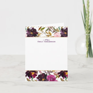 Cartão De Notas Moldura de impressão floral em aquarela Rosa Borgo