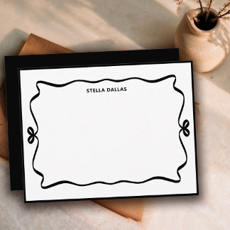 Cartão De Notas Moldura de Rabisco Preto/Branco Personalizada Simp