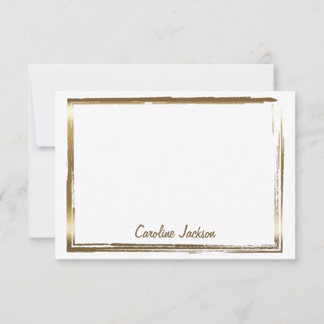 Cartão De Notas Moldura dourada sofisticada personalizada (Frente)