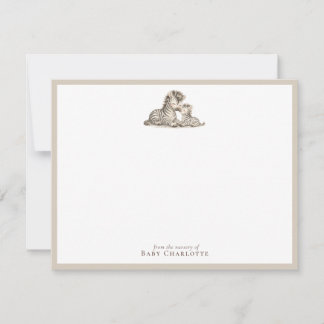 Cartão De Notas Mom & Baby Zebra Nursery Note Card 