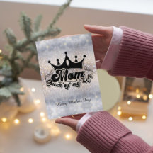 MOM Queen of my life Glitter Folter Note Card