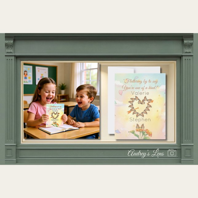 Cartão De Notas Monarch Butterfly Heart Watercolor Valentine (Criador carregado)