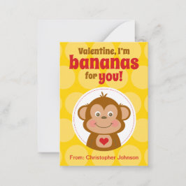 Cartão De Notas Monkey Mini Classroom Valentine Cards for Kids