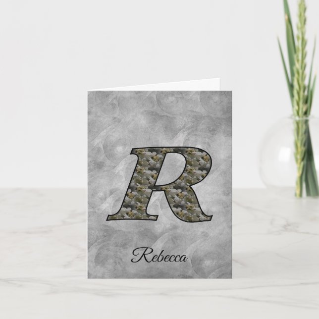 Cartão De Notas Monogram Initial R Hydrangea Flowers Personalized (Frente)