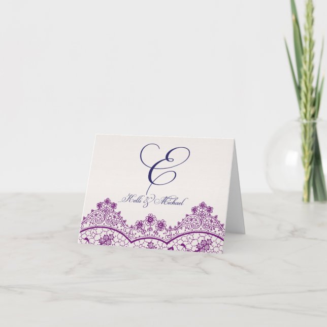 Cartão De Notas Monogram notecard with Vintage Lace (Frente)