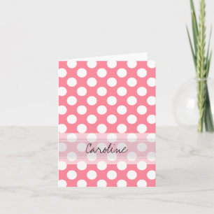 Cartão De Notas Monogram Pink White Trendy Fun Polka Dot Pattern
