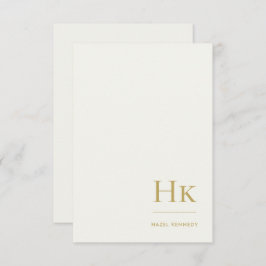 Cartão De Notas Monogram Simple Elegant Monogrammed Ivory and Gold