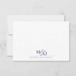 Cartão De Notas Monograma Azul Ampersand casal