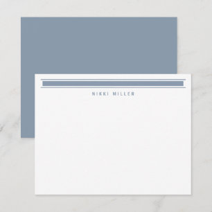 Cartão De Notas Monograma Azul Empoeirado Minimalista Moderno Bord