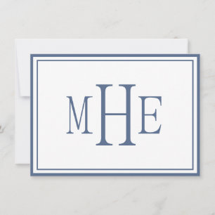 Cartão De Notas Monograma Azul Minimalista