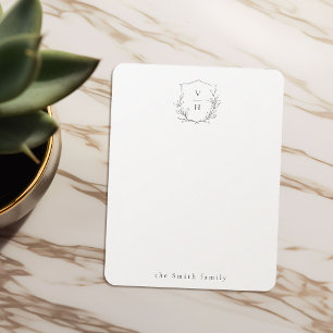 Cartão De Notas Monograma botânico elegante Papel de carta person