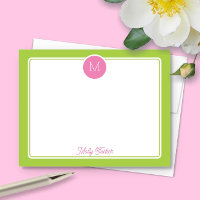 Monograma Circular Préppy Rosa e Verde Lima