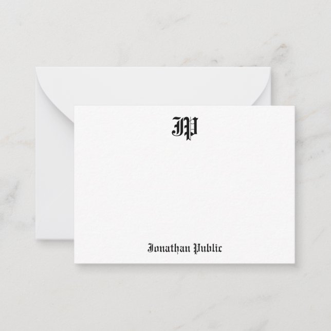 Cartão De Notas Monograma clássico de caligrafia em inglês antiga (Frente)