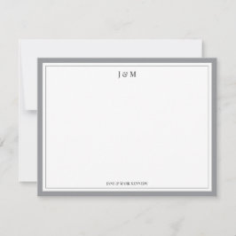Cartão De Notas Monograma Clássico Personalizado Casal Cinza Cinza