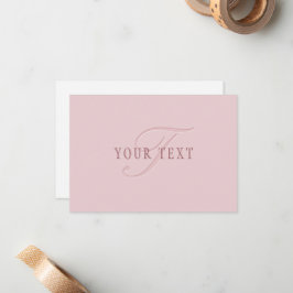 Cartão De Notas Monograma com Aparência Elegante | Dourado Rosa