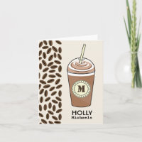 Monograma congelado Notecard do café & dos feijões