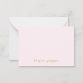 Cartão De Notas Monograma Cor-de-rosa Dourado Minimalista Moderno