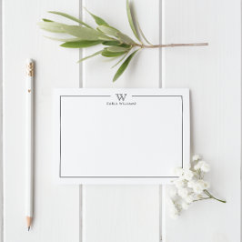 Cartão De Notas Monograma da Família Clássica Formal da cinza Mini