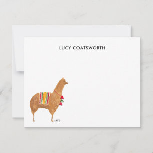 Cartão De Notas Monograma de Alpaca Fofo Arte Boho de Animal