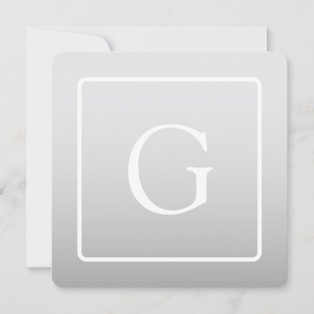 Cartão De Notas Monograma de Apelido de Gradação de Cinzas Claras (Frente)