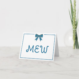 Cartão De Notas Monograma de Arco Azul e Branco Elegante