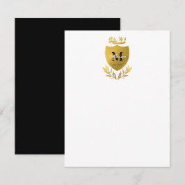 Cartão De Notas Monograma de blindagem Real Black & Dourada