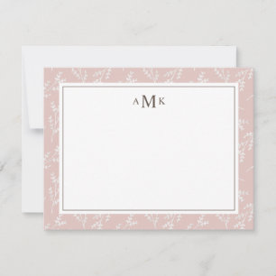 Cartão De Notas Monograma de Blush Elegante