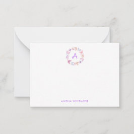 Cartão De Notas Monograma de Borboletas de Cores Pastel Adoráveis