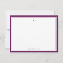 Cartão De Notas Monograma de Casal Clássico Bordô Personalizado