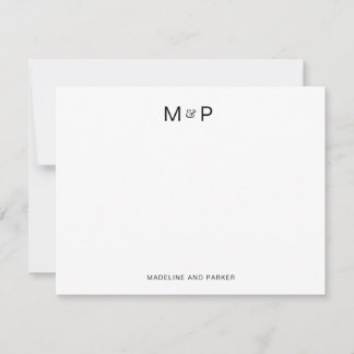 Cartão De Notas Monograma de Casal Contemporâneo Elegante