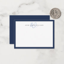 Monograma de duas bordas azul marinho minimalista