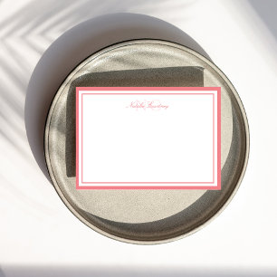 Cartão De Notas Monograma de duas bordas cor-de-rosa mínimo