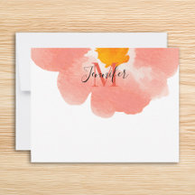 Monograma de Flor de Aquarela Preta e Coral Elegan