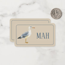 Monograma de Gaivota de Praia em Aquarela