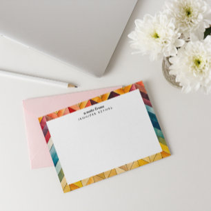 Cartão De Notas Monograma de Nome Chevron Colorido Vintage