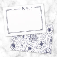 Monograma de Nome Floral Azul Marinho