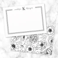 Monograma de Nome Floral Preto Branco