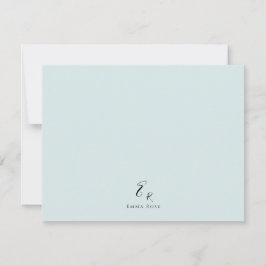 Cartão De Notas Monograma de Nome Minimalista Elegante Azul Poeira