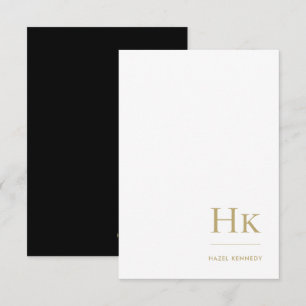 Cartão De Notas Monograma de Notecard Professional Black Dourado