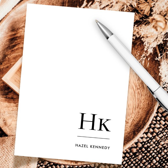 Cartão De Notas Monograma de Notecard Professional Name Simples (Criador carregado)
