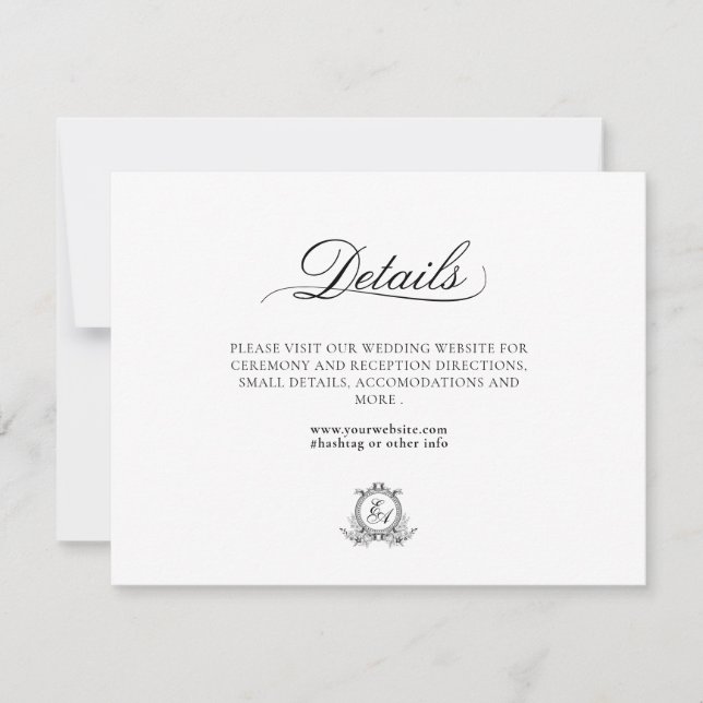 Cartão De Notas Monograma de repouso preto branco (Frente)