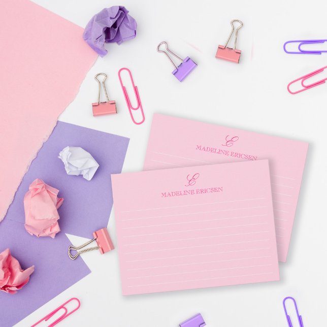 Cartão De Notas Monograma de rosas claro Vinculado (Criador carregado)