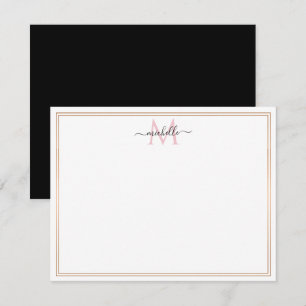 Cartão De Notas Monograma de script chic de quadro moderno