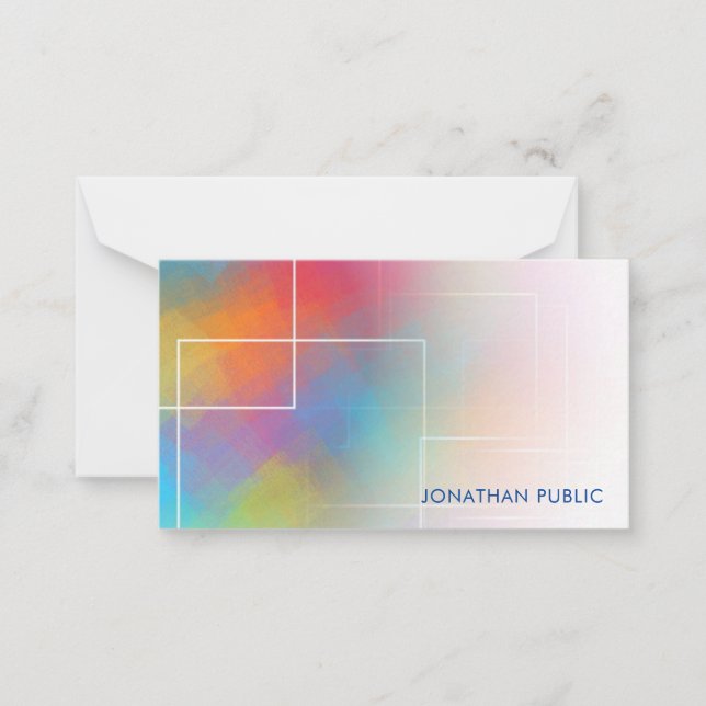 Cartão De Notas Monograma de Script Colorido Personalizado Elegant (Frente)