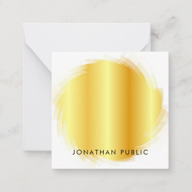 Cartão De Notas Monograma de Script de Mão Elegante Faux Dourada M (Frente)